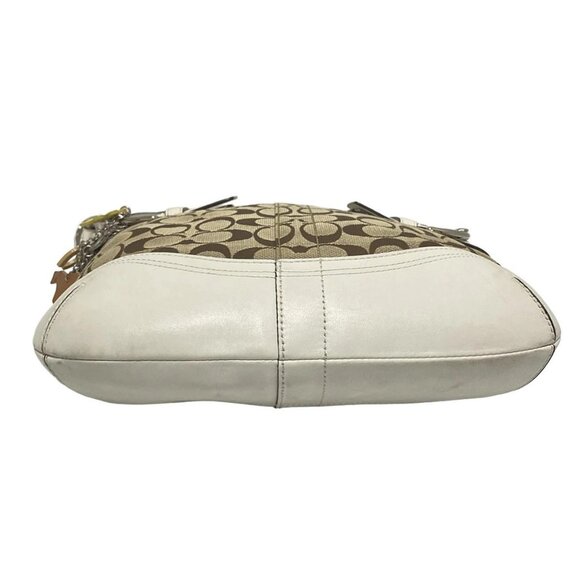 Auth COACH Signature Soft Duffle 3574 Khaki White Jacquard Leather Shoulder Bag - Picture 5 of 8